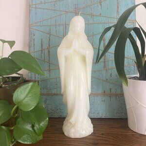 Praying Madonna Virgin Mary Statue Style Figurine Candle White 11”